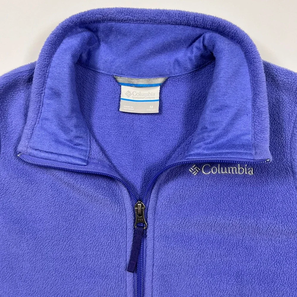 Columbia Fleece Vest Youth Medium 10/12 Purple Full Zip Kids Outdoor Sportswear